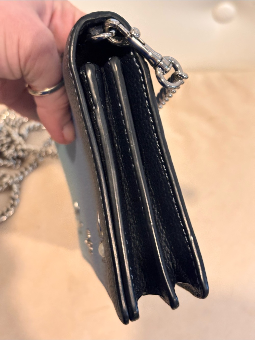 COACH Hayden Foldover Crossbody Clutch with Ombré Willow Floral Rivets. - Picture 7 of 16
